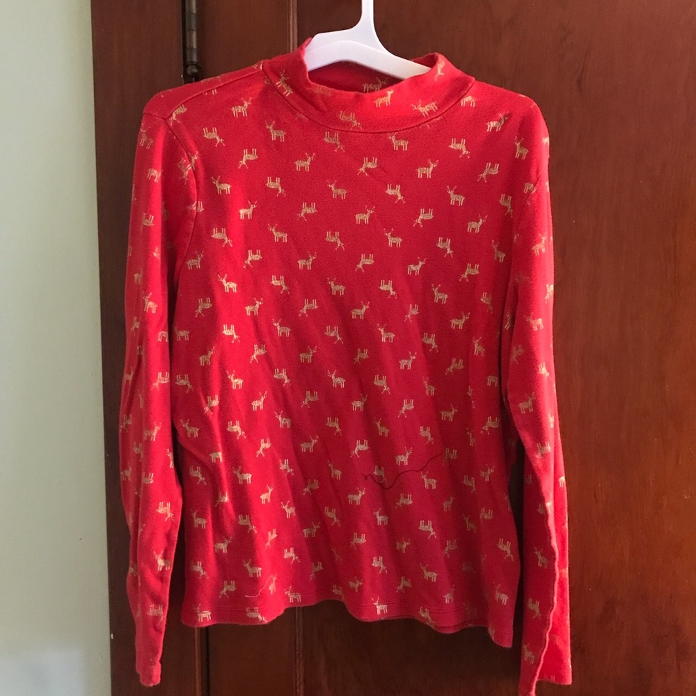 Red and gold holiday turtleneck